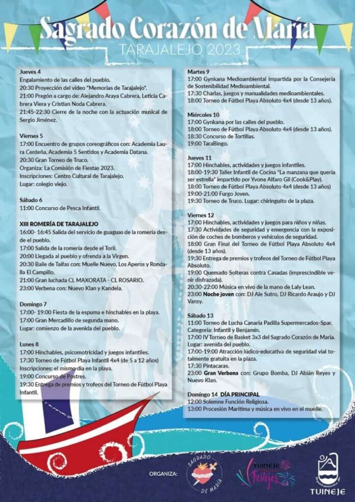Tarajalejo celebrará las fiestas en honor a la Virgen del Sagrado Corazón de María del 4 al 14 de mayo