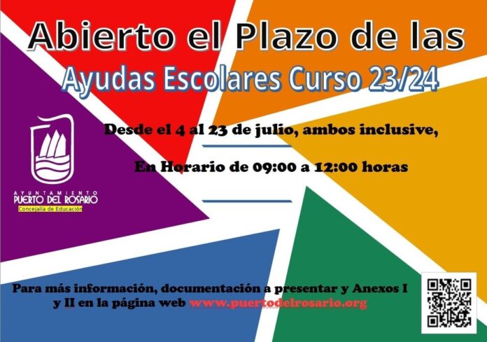 El 23 de julio finaliza el plazo para solicitar las ayudas escolares de Puerto del Rosario