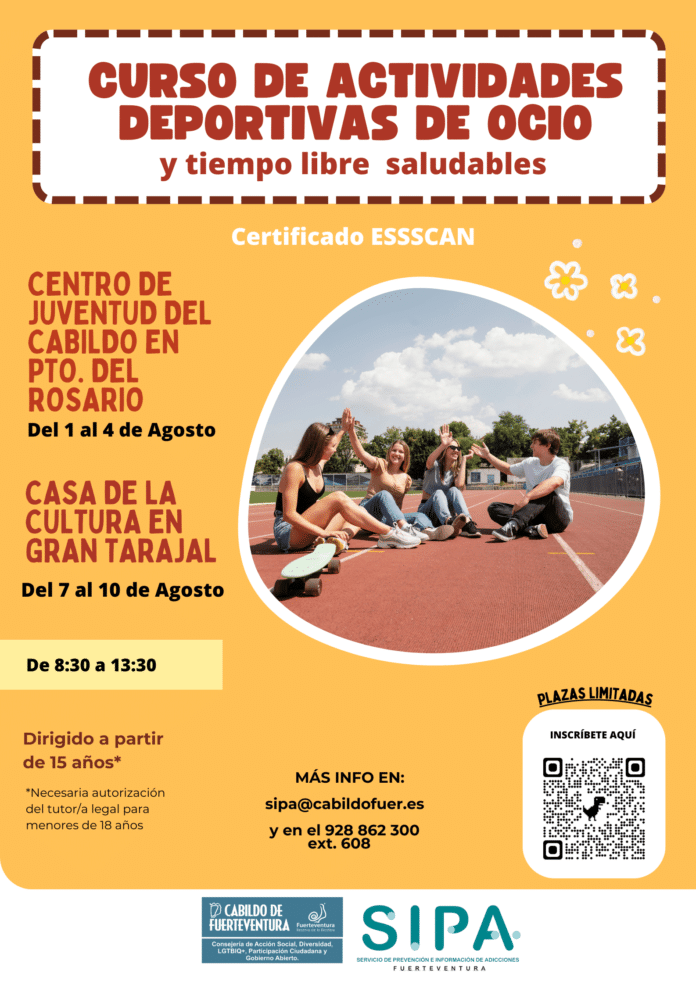 El Cabildo ofrece cursos formativos sobre ‘Monitores/as deportivos/as en ocio saludable’