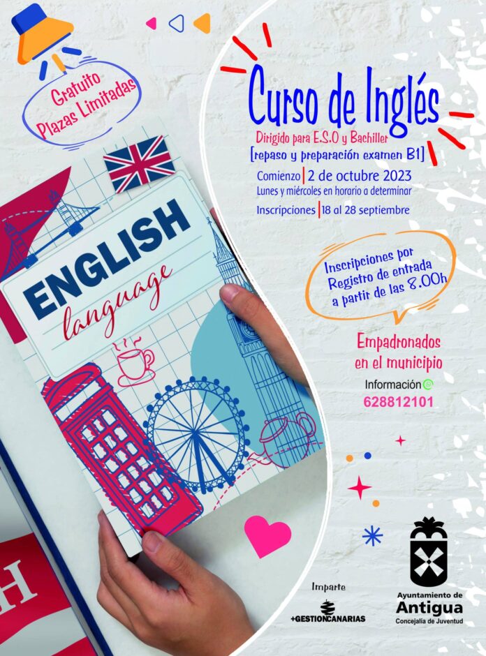 Antigua organiza un Curso de Inglés para estudiantes de ESO y Bachiller