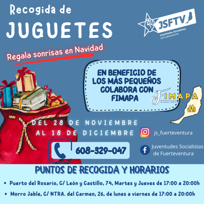 Juventudes Socialistas de Fuerteventura organiza una recogida solidaria de juguetes con FIMAPA
